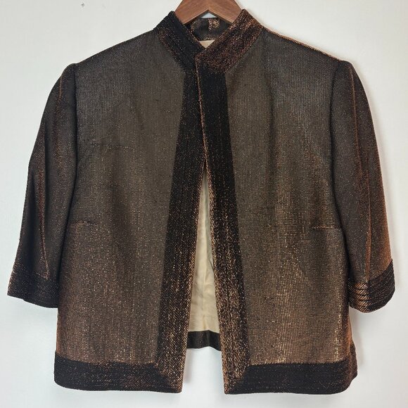 Women’s Bronze Maxi Strapless Dress W/Elbow Length Open-Front Jacket & Scarf - Picture 6 of 15